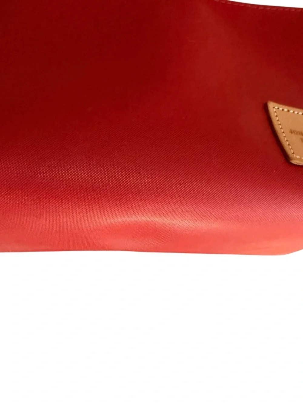 Jon Hart Design Red Cosmetic Zip Pouch with Tan Logo Patch